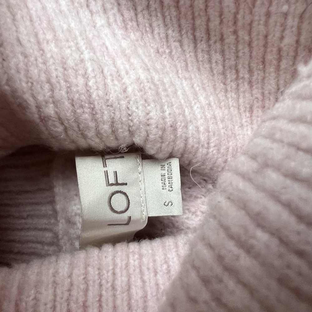 LOFT Sweater Womens S Pink Waffle-Knit Turtleneck Pullover Stretch Soft Winter - Picture 5 of 7